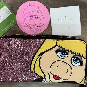 Kate Spade Pink Glitter Miss Piggy Kids Wallet